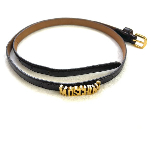 Authentic Moschino Gold logo black or Brown belt